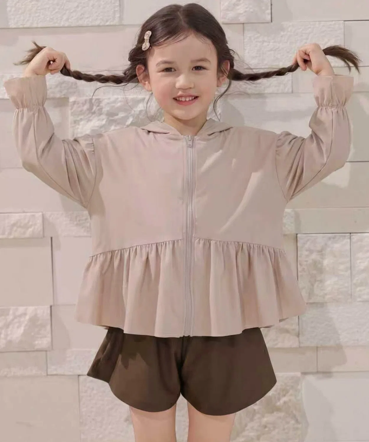 Детский комплект для девочек с принтом Rashguard TeddyShop, Beige