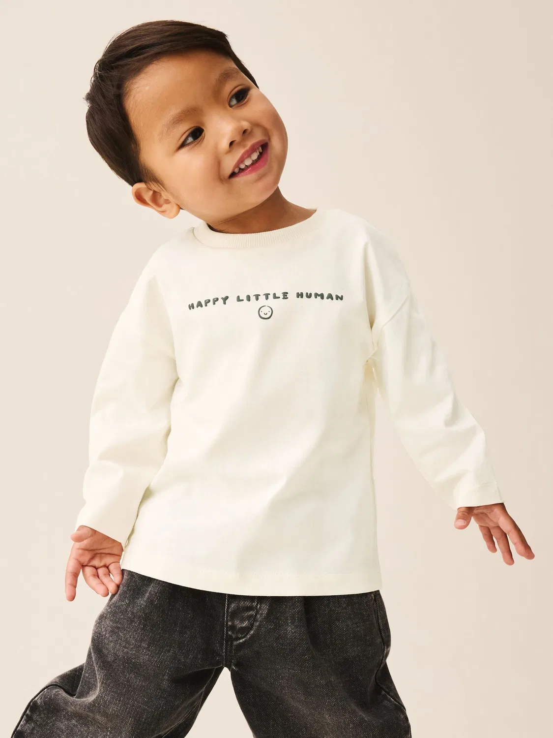 Футболка с принтом, Happy Little Human Next, белый