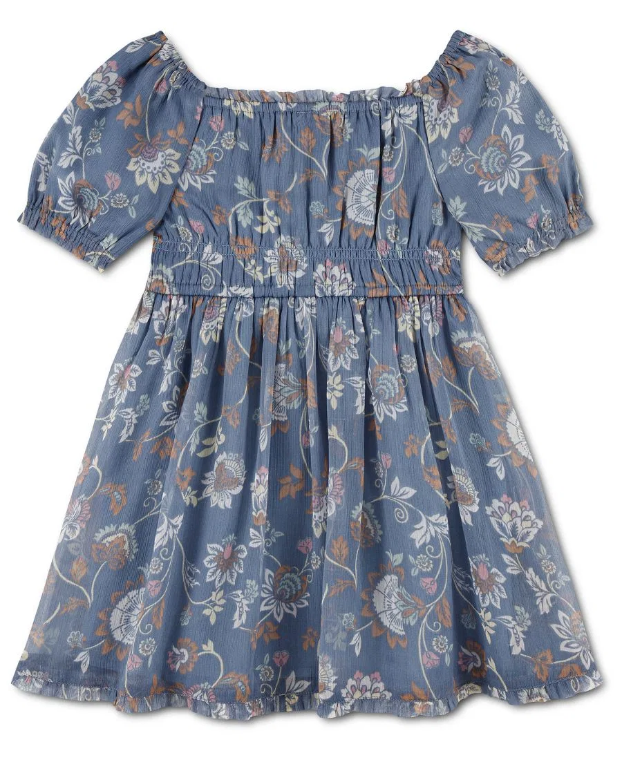 Платье-трапеция с коротким рукавом и квадратным вырезом, модель Blue Swirl Floral abercrombie kids, Blue Swirl Floral — фото 2