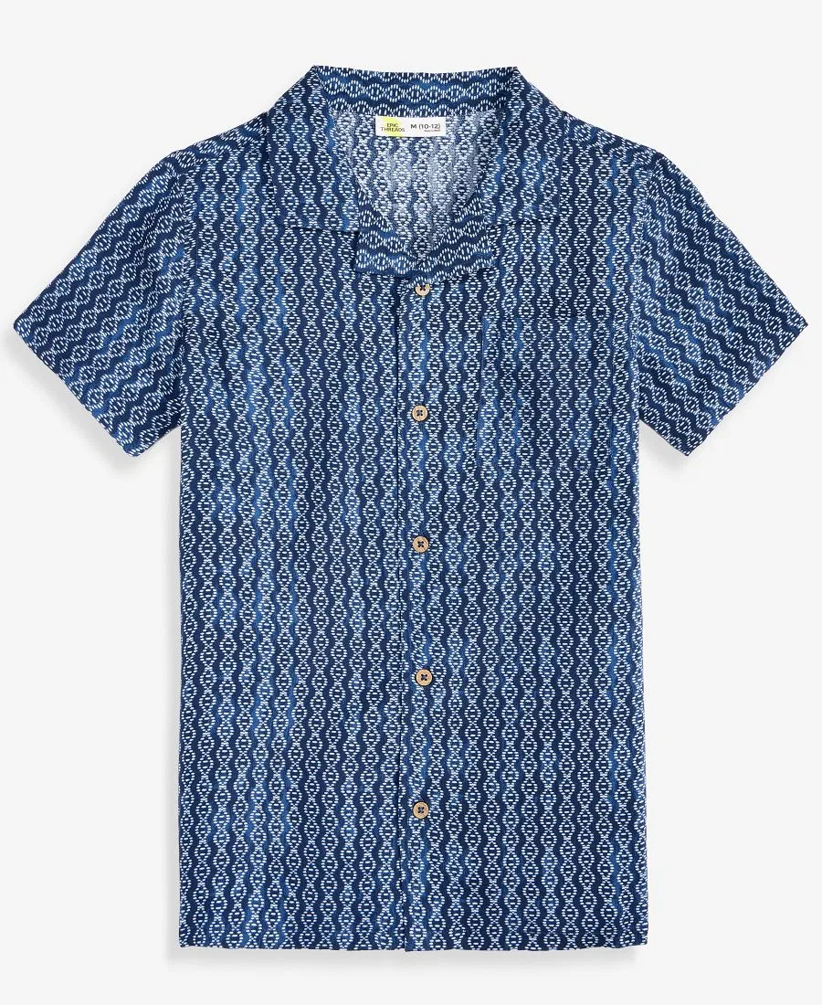 Детская рубашка с коротким рукавом с принтом Epic Threads Macy's, Navy Nauti