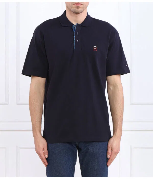 Мужское поло с принтом Polo Monogram Placket Archiv Tommy Hilfiger, Blu Marino