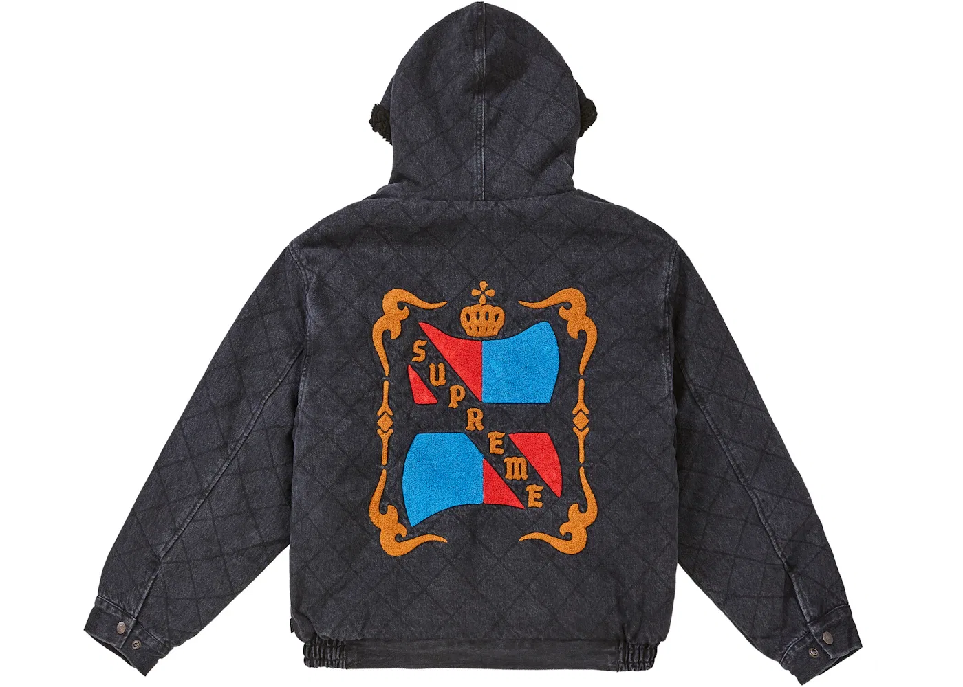 Мужская куртка-пилот стеганая джинсовая Supreme, Washed Black — фото 2