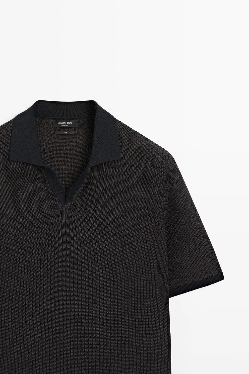 Поло-свитер Massimo Dutti 100% Cotton Knit, темно-синий — фото 4