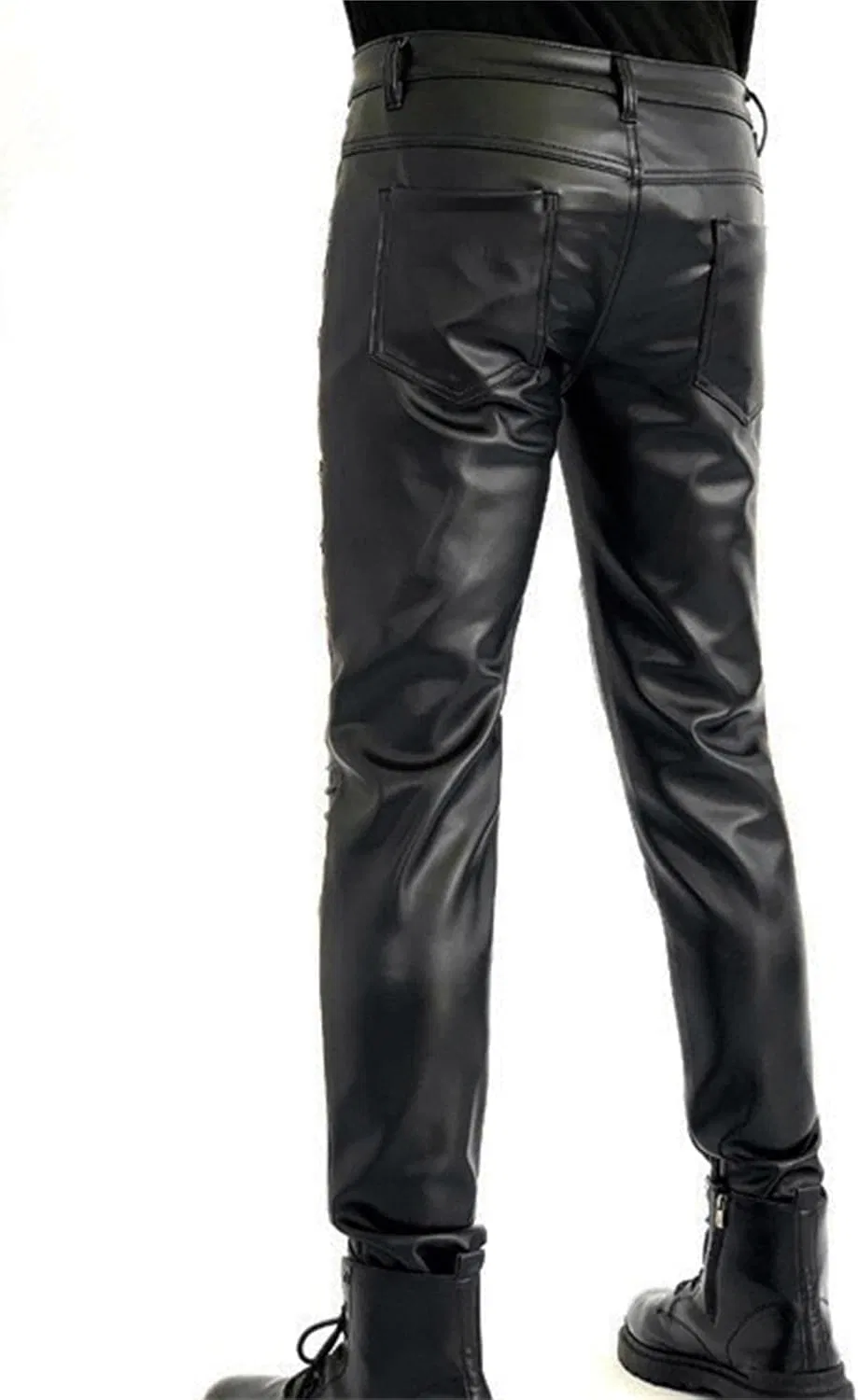Мужские брюки-косуха с принтом, Classic Fit 4 Pocket Faux Leather Pants, коричневый — фото 3