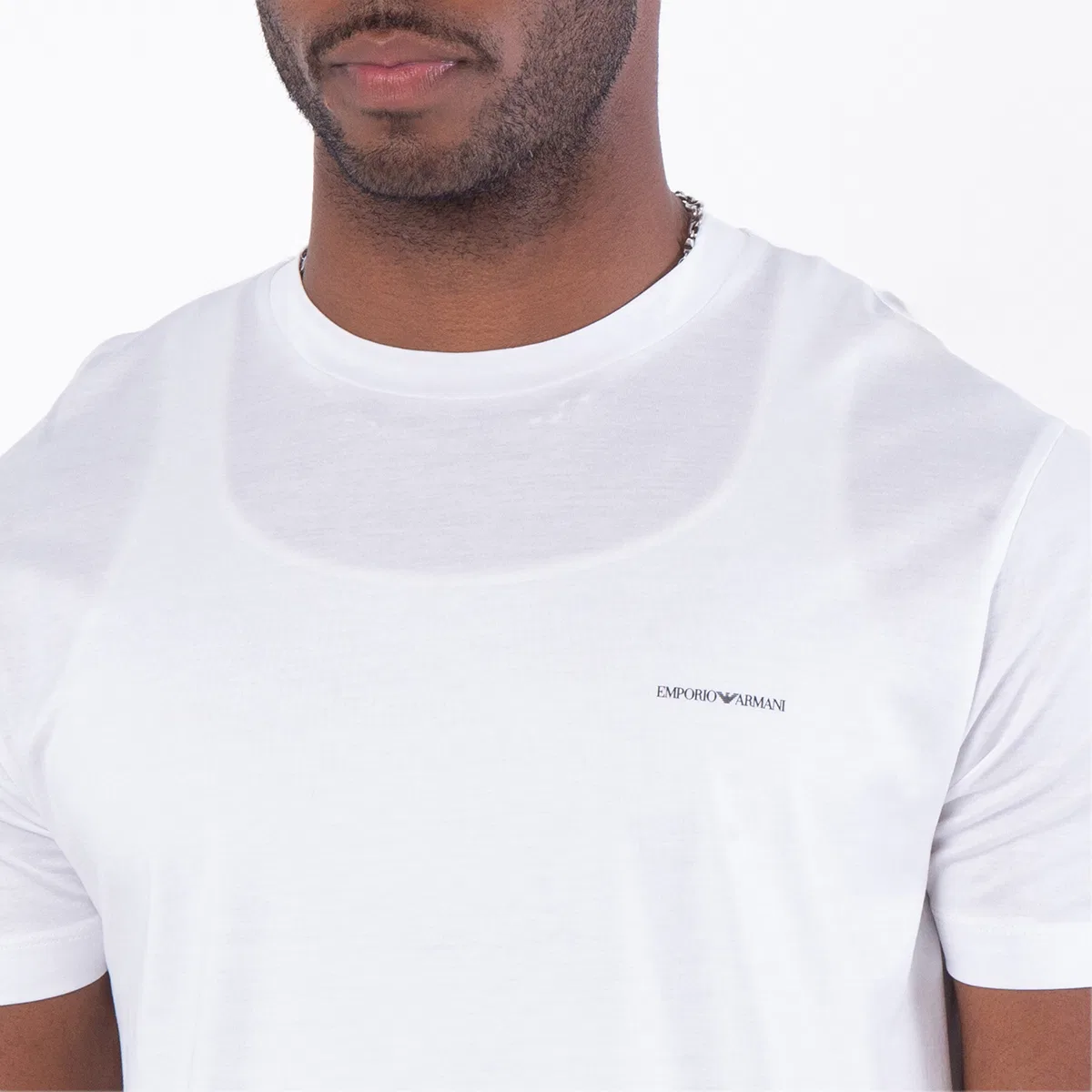 Футболка с логотипом из смеси лиоцелла Emporio Armani, Bianco Ottico — фото 2