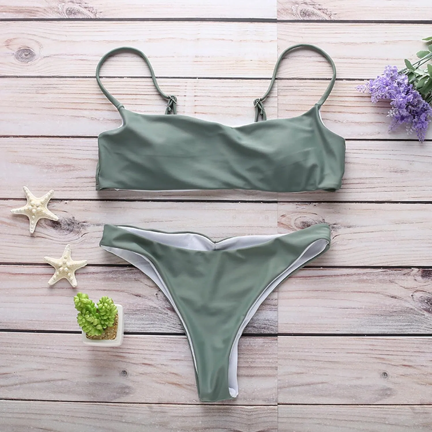Женский бандо бикини-сет с push-up, Mint Green — фото 3