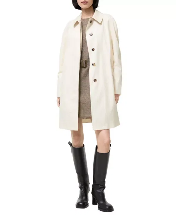 Женское пальто с драпировкой Mid-Length Ruched Gabardine Car Coat Burberry, Tundra White