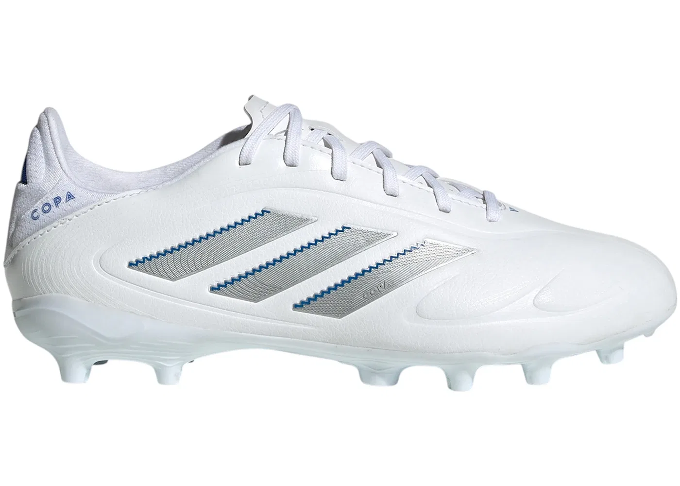 Детские бутсы с длинным рукавом Adidas Copa Pure 3 League FG/MG, Cloud White Silver Metallic Bright Royal