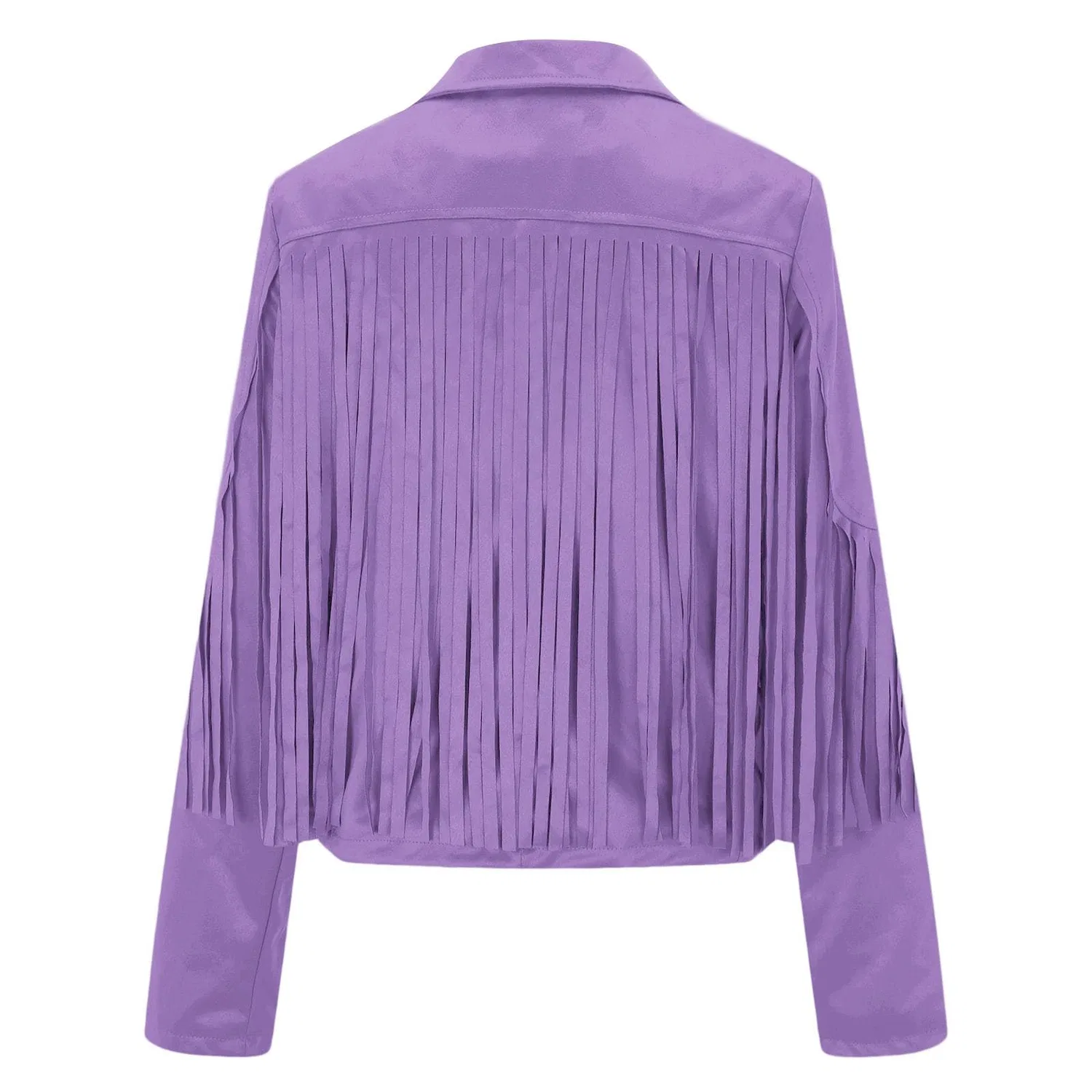 Женская куртка короткая slim fit с бахромой, Viola chiaro — фото 4