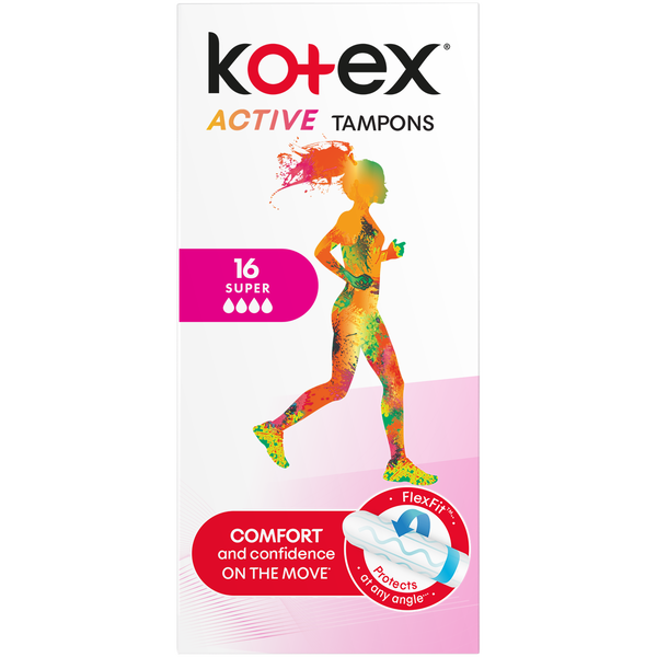 

Супергигиеничные тампоны, 16 шт./1 упаковка. Kotex Active