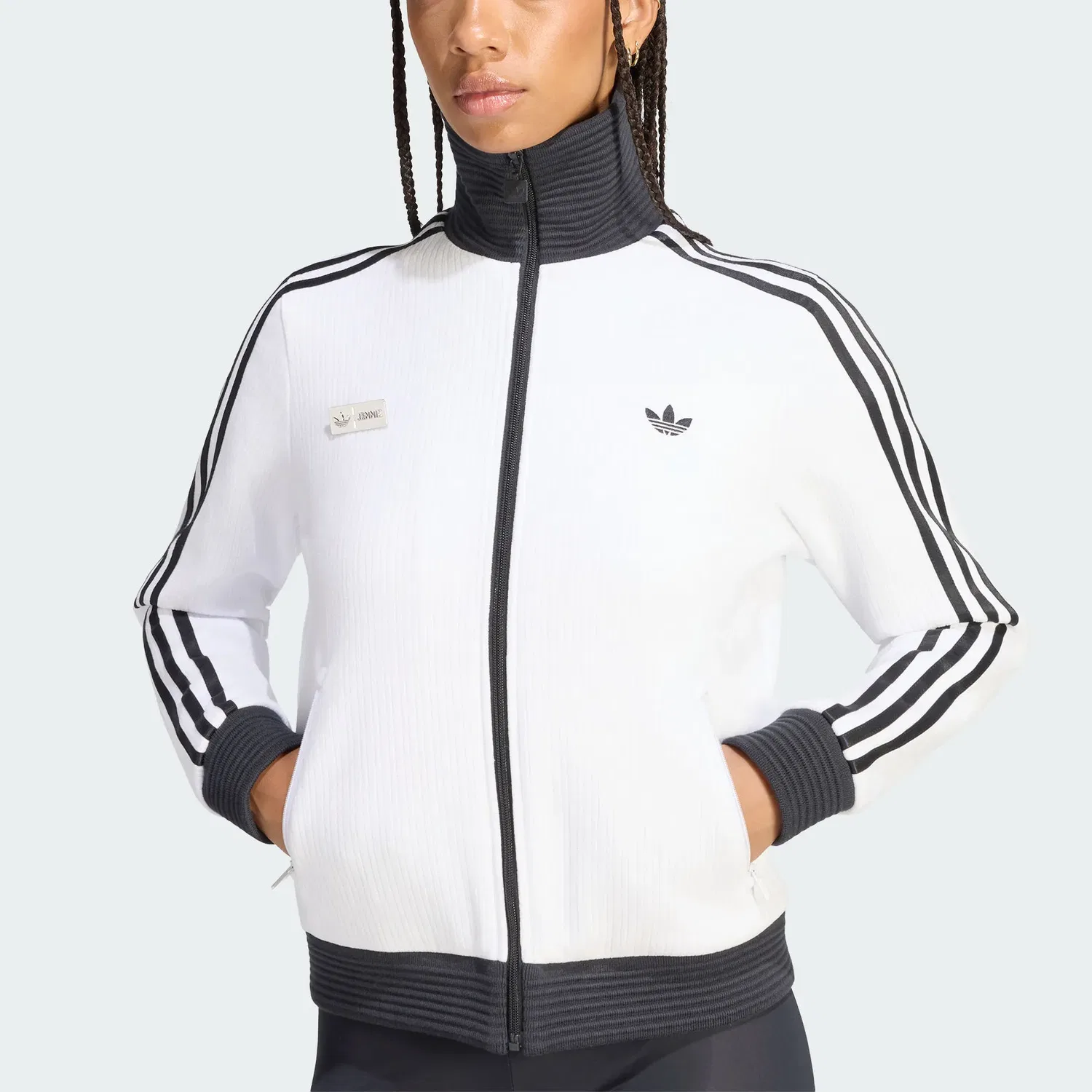 Женская куртка с лацканами Adidas Originals X Jennie, White — фото 3