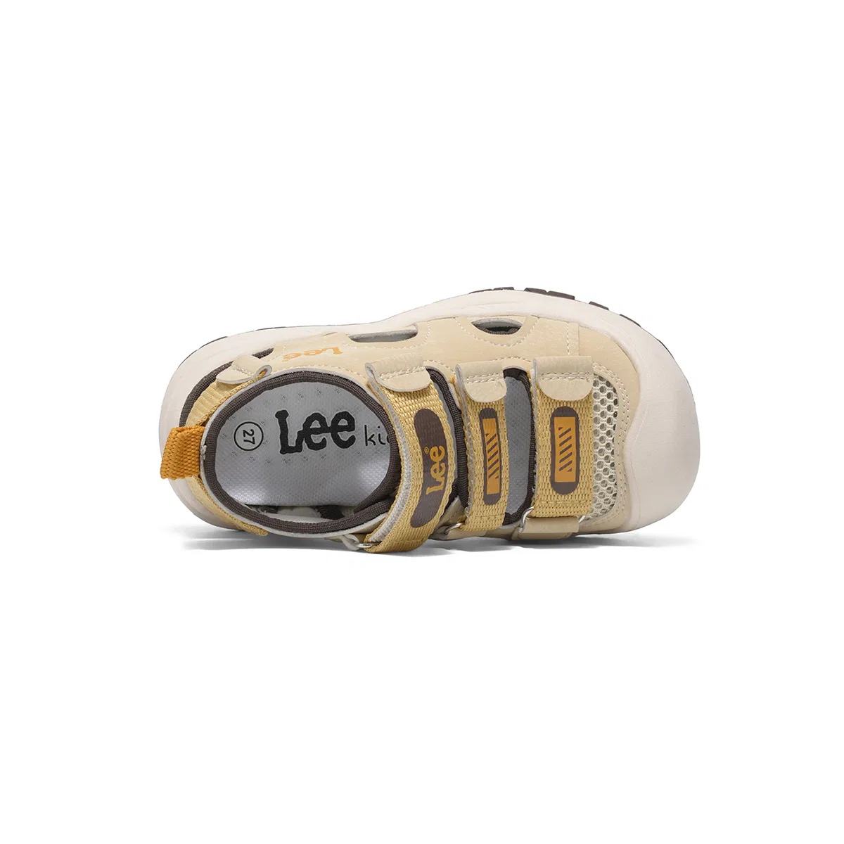 Детские сандалии с закрытым носком нескользящие Lee, Beige Yellow Brown — фото 4