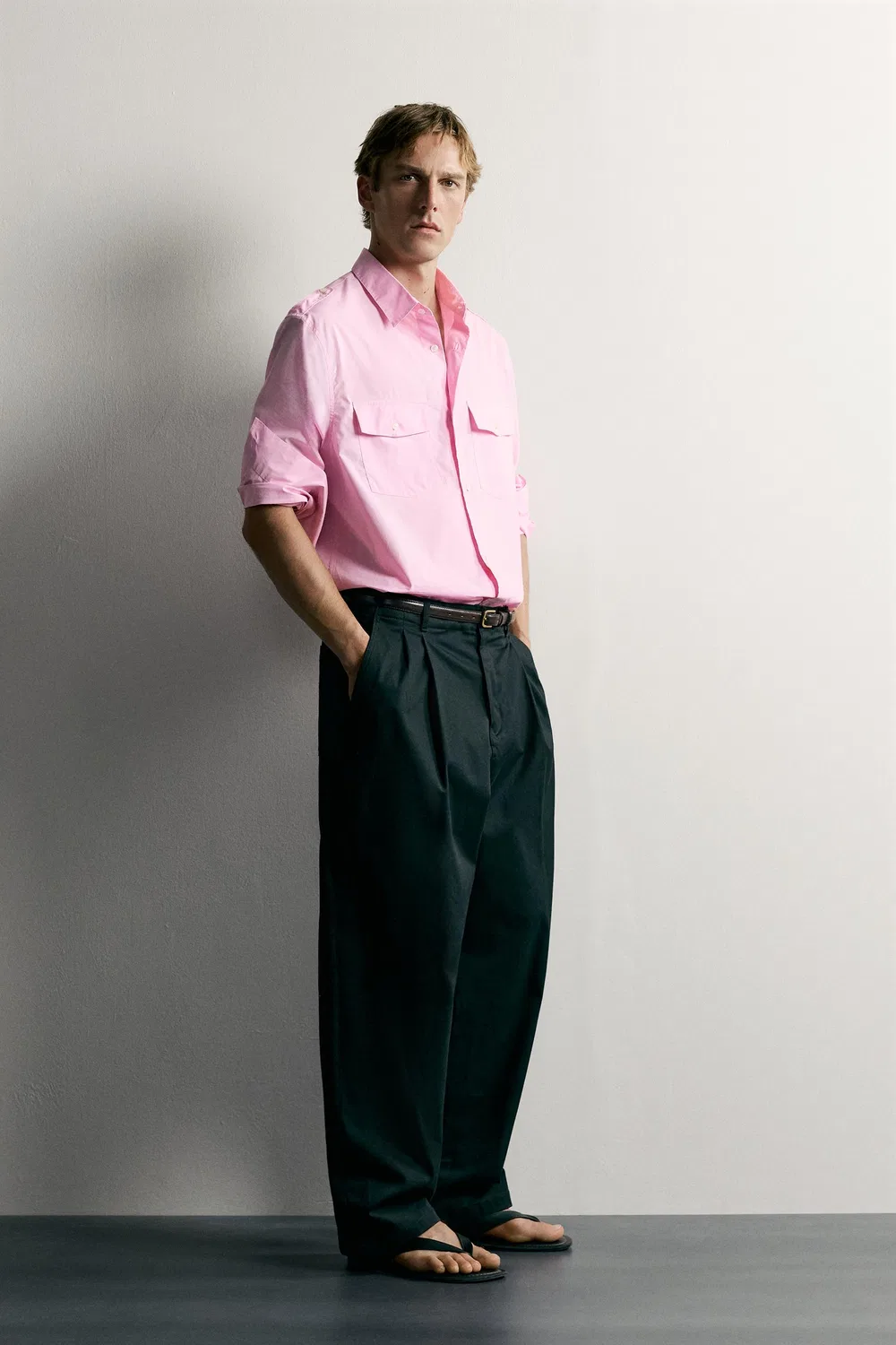 Рубашка свободного кроя с лямками. ZARA, Pink — фото 4