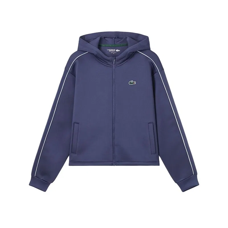 Женская куртка-олимпийка с полосками Lacoste, Черный — фото 2