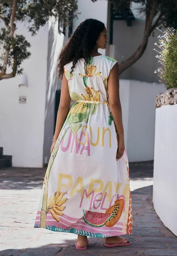 Платье с принтом Petite fit - tie side midi summer dress - maxi dress Next, Multi Print, мультиколор — фото 2