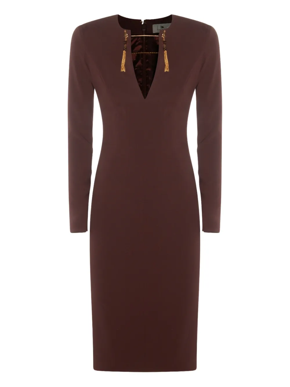 

Платье с длинными рукавами, украшенное кисточками Elisabetta Franchi, красный