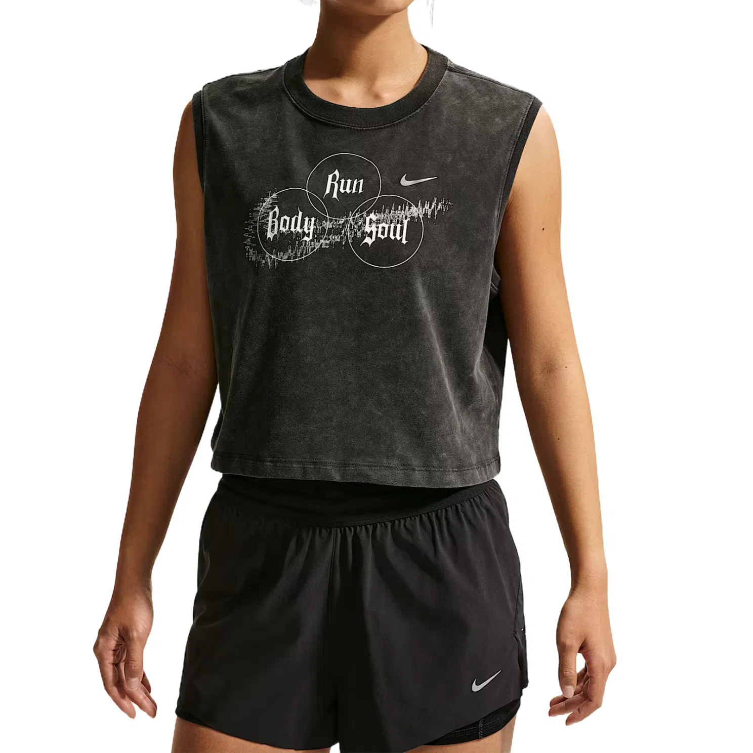 Женский топ для бега Dri Fit Nike, Gray Black