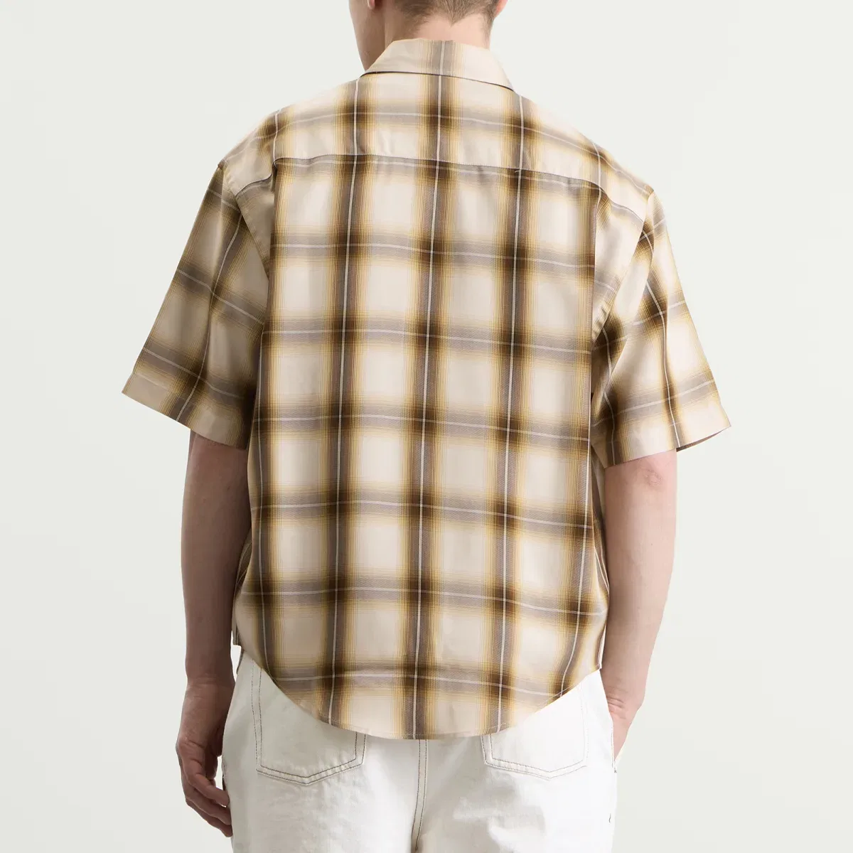 Рубашка с принтом Adc Check Canvas Short Sleeve Shirt Ami Paris, Taupe Beige/Caramel — фото 3