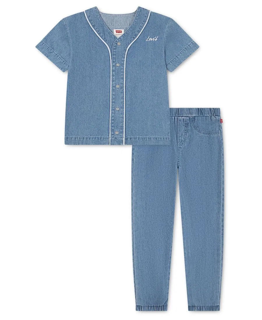 Комплект из топа и брюк с коротким рукавом, хлопковый Levi's, Basil Sky