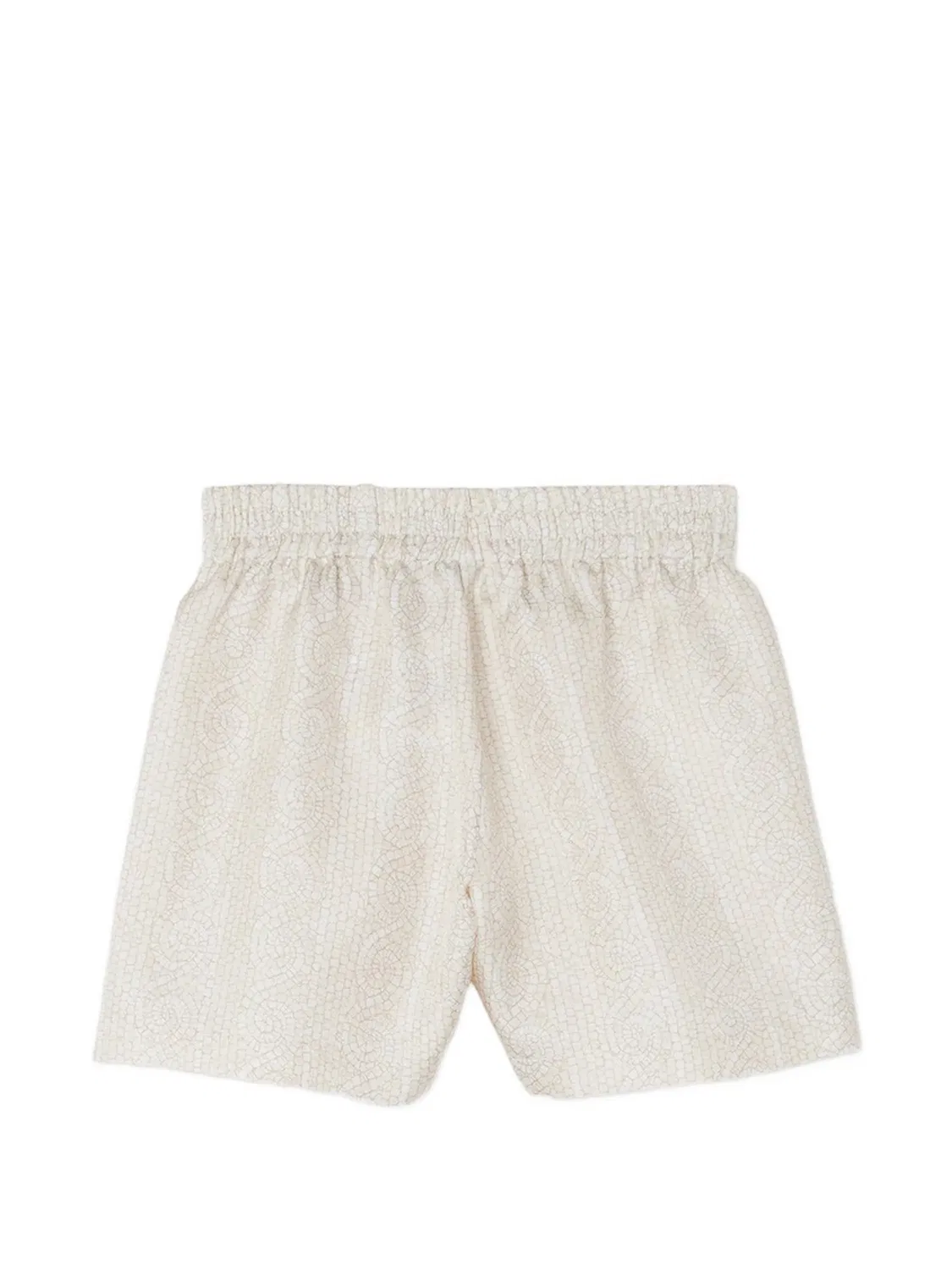 Шелковые шорты с узором Greca Mosaic Versace Kids, нейтральные цвета — фото 2