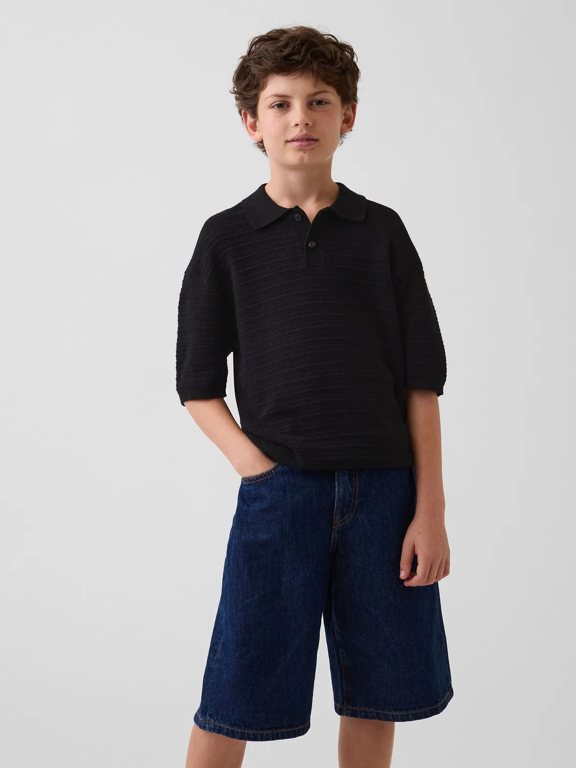 Повседневная рубашка-поло Gap Relaxed Polo Shirt, черный