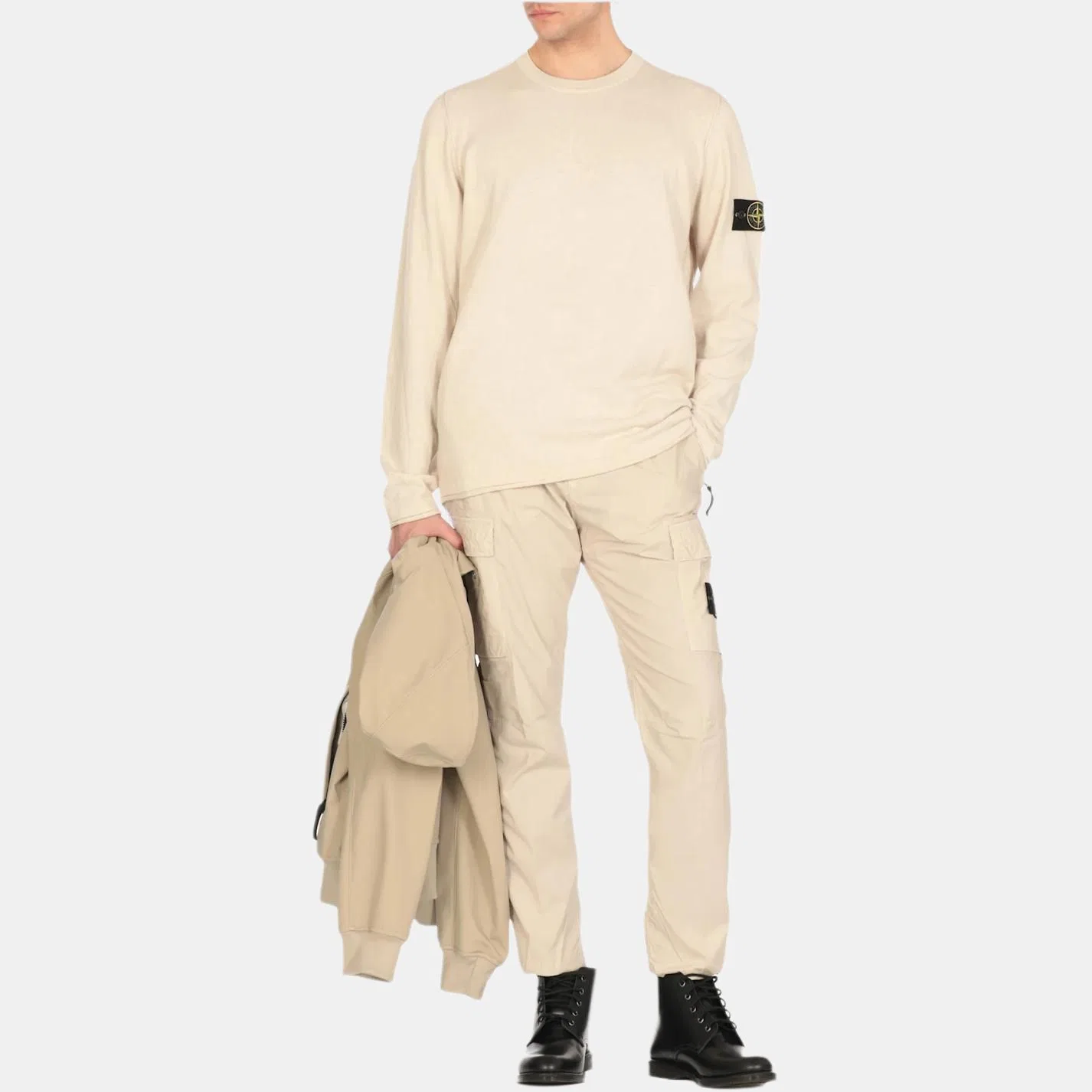 Свитер с патчем, свободного кроя, Stone Island, Beige — фото 3