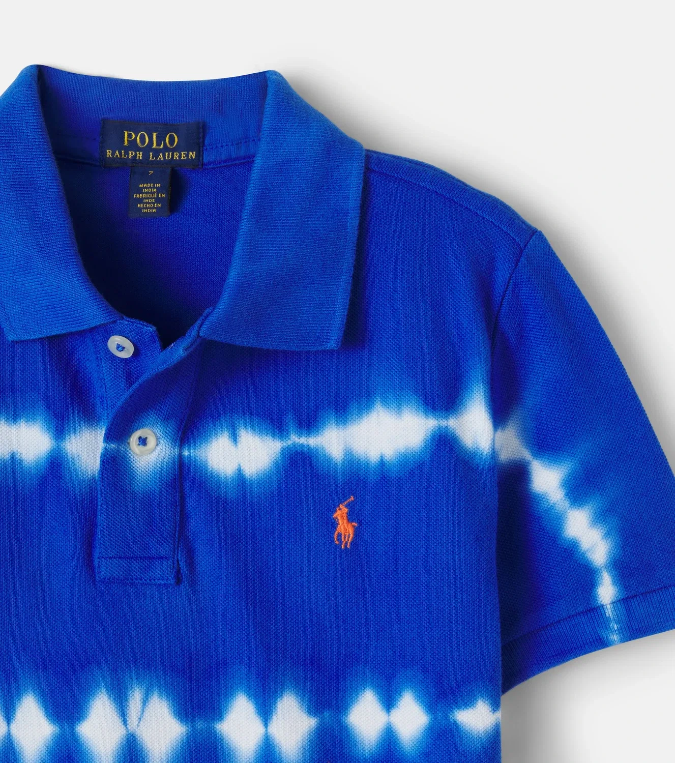 Футболка-поло тай-дай из хлопка Polo Ralph Lauren Kids, синий — фото 4