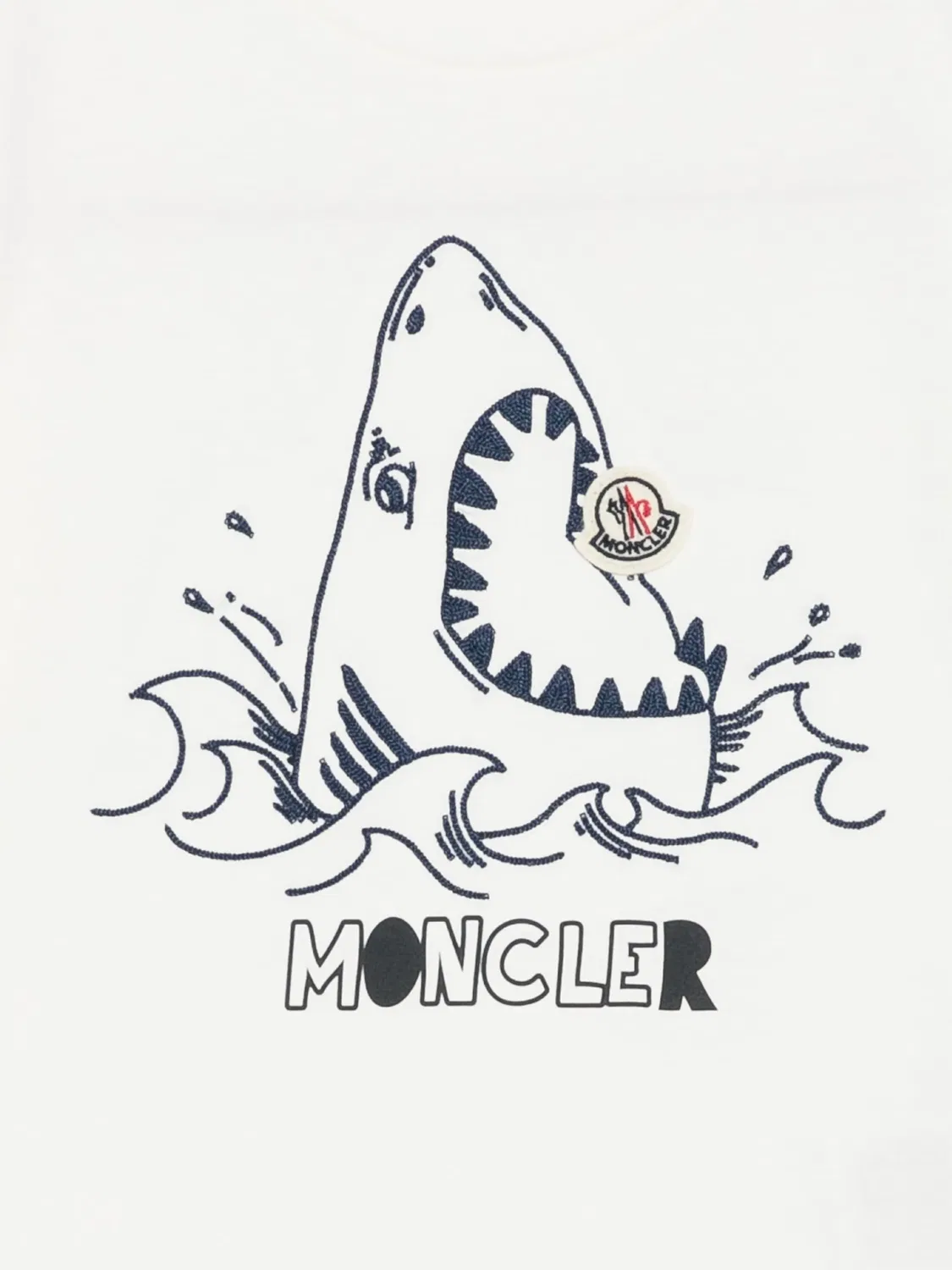 Футболка с мотивом акулы Moncler, белый — фото 2