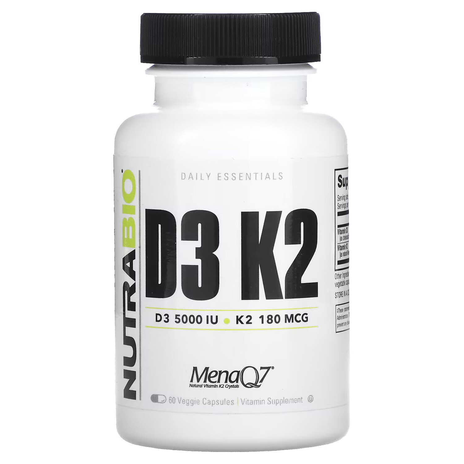 

NutraBio Labs, D3 K2, 60 Veggie Capsules