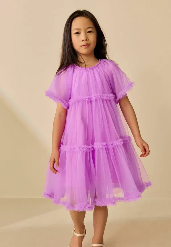 Платье повседневное Regular fit - ruffle tiered party dress Next, purple, фиолетовый — фото 2