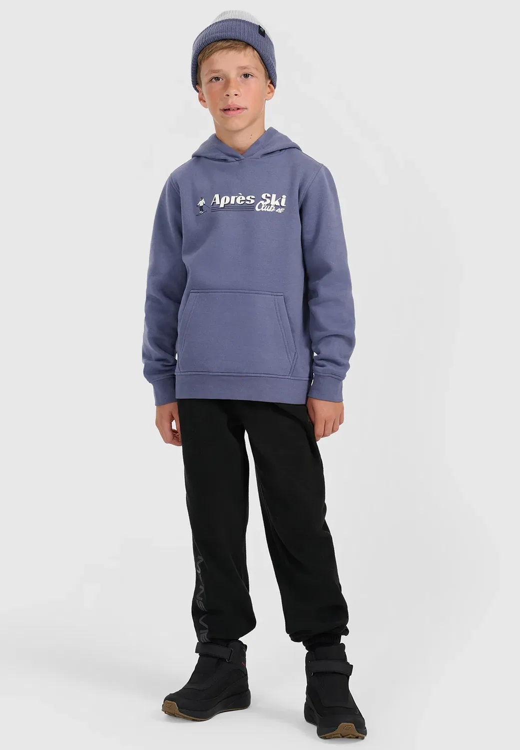 Bluza dresowa nierozpinana z kapturem chłopięca - толстовка с капюшоном 4F, Denim