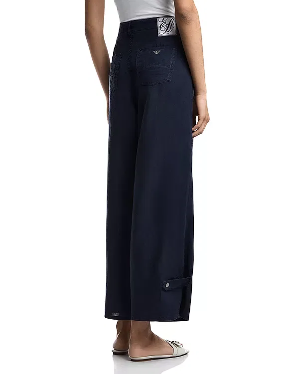 Женские брюки-баллоны из льна Emporio Armani, Navy Blue — фото 3