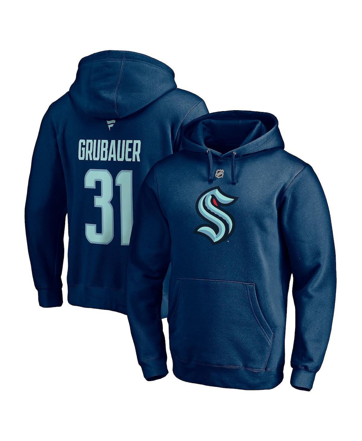 

Мужская фирменная толстовка с капюшоном philipp grubaauer deep sea blue seattle kraken authentic stack name and number Fanatics, мульти