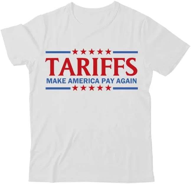 Унисекс футболка с принтом Tariffs Make America Pay Again, V-образный вырез, White