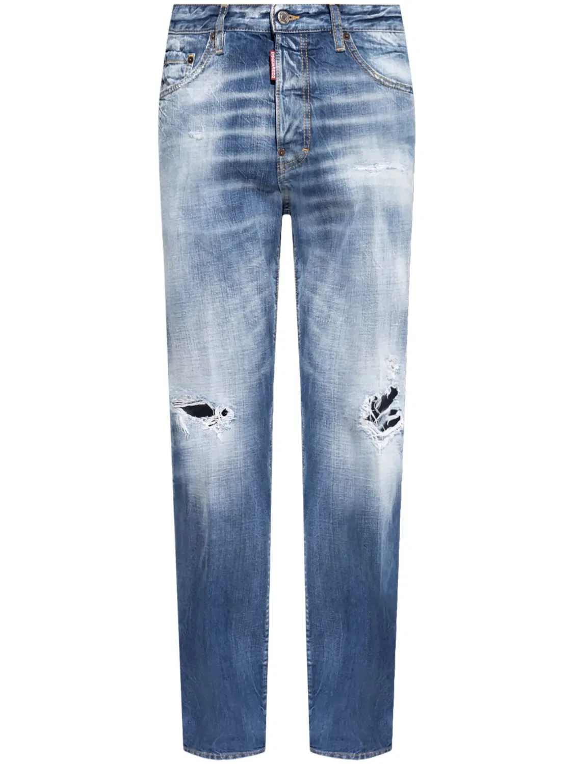 Джинсы прямого кроя с рваной отделкой DSQUARED2, индиго