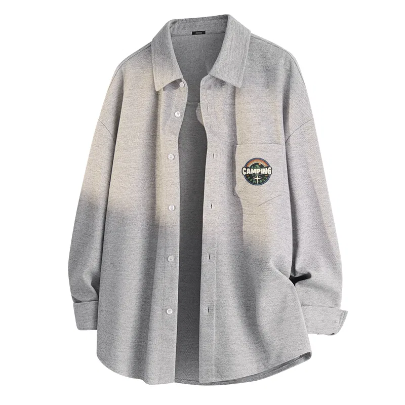 Детская рубашка с отложным воротником MINISO, Heather Gray (Camping Starlight Chest Logo)