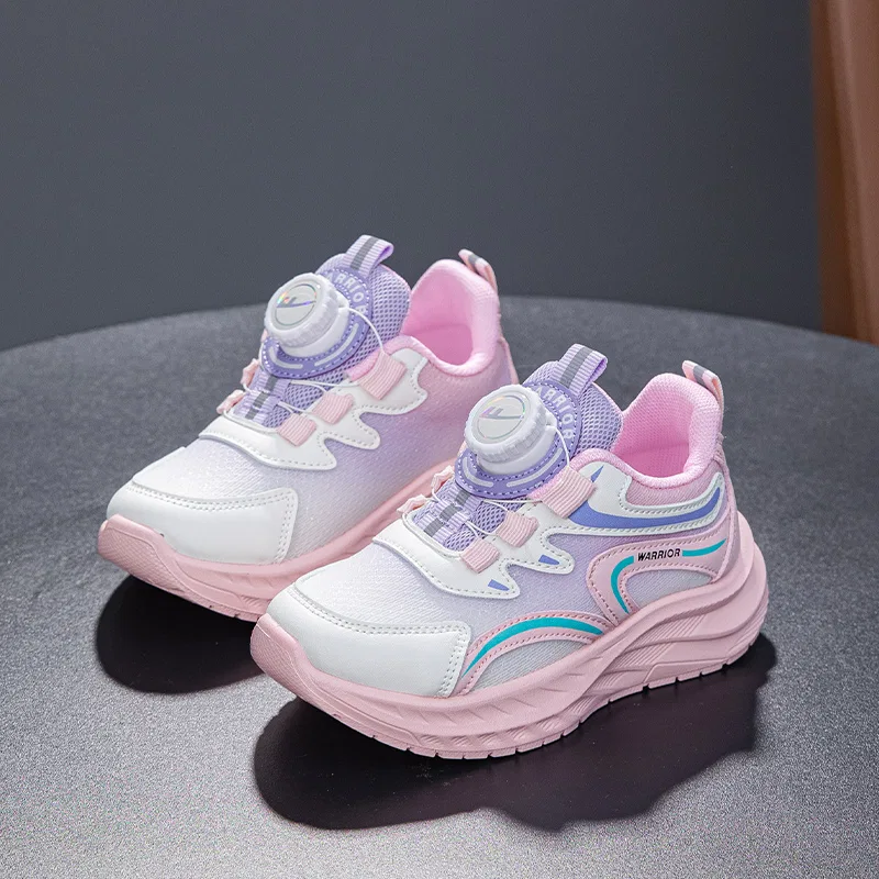 Детские кроссовки с сетчатым верхом Beige Purple Pink WARRIOR — фото 3