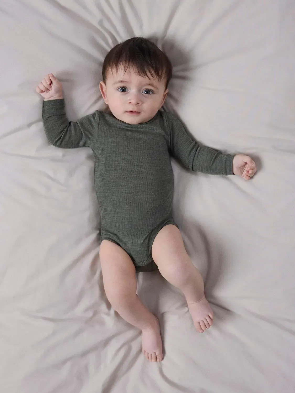 Боди с длинным рукавом шерстяное NBNWAX WOOL RIB LS BODY Name It, зеленый — фото 2