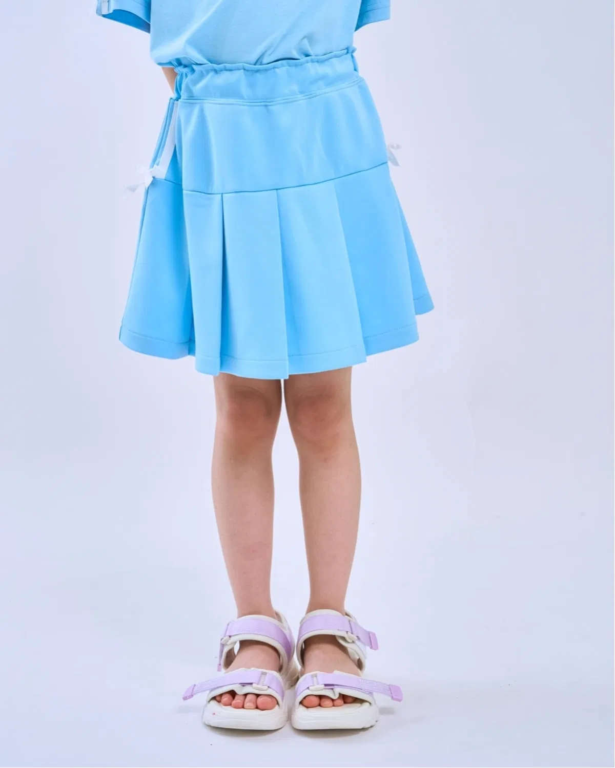 Детская юбка с контактной прохладой, с принтом, модель Ribbon Line Tuck, minimal, Black — фото 3