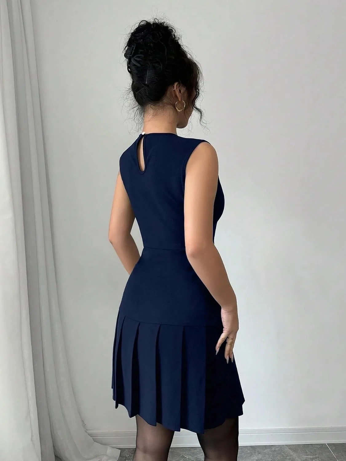 Женское повседневное платье A-силуэта без рукавов, Blue — фото 2