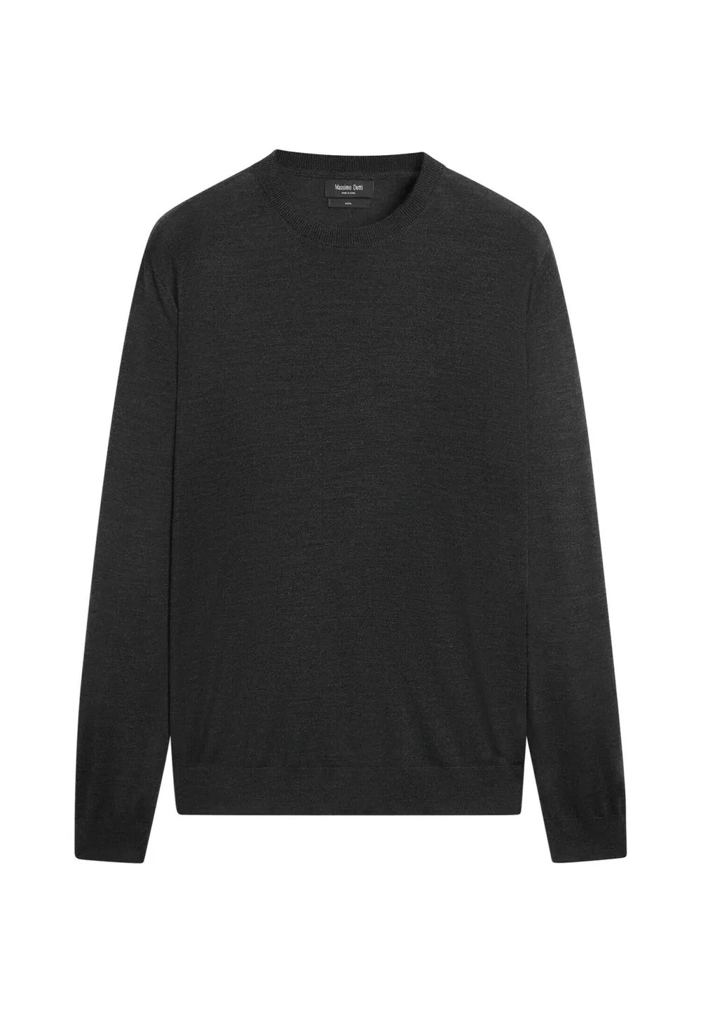 Вязаный свитер с круглым вырезом из 100% мериносовой шерсти Massimo Dutti, Dark Grey — фото 4