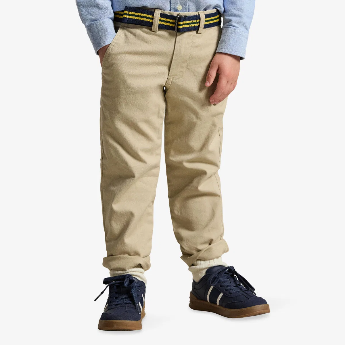 Детские брюки прямого кроя из эластичного хлопка Polo Ralph Lauren, хаки — фото 3