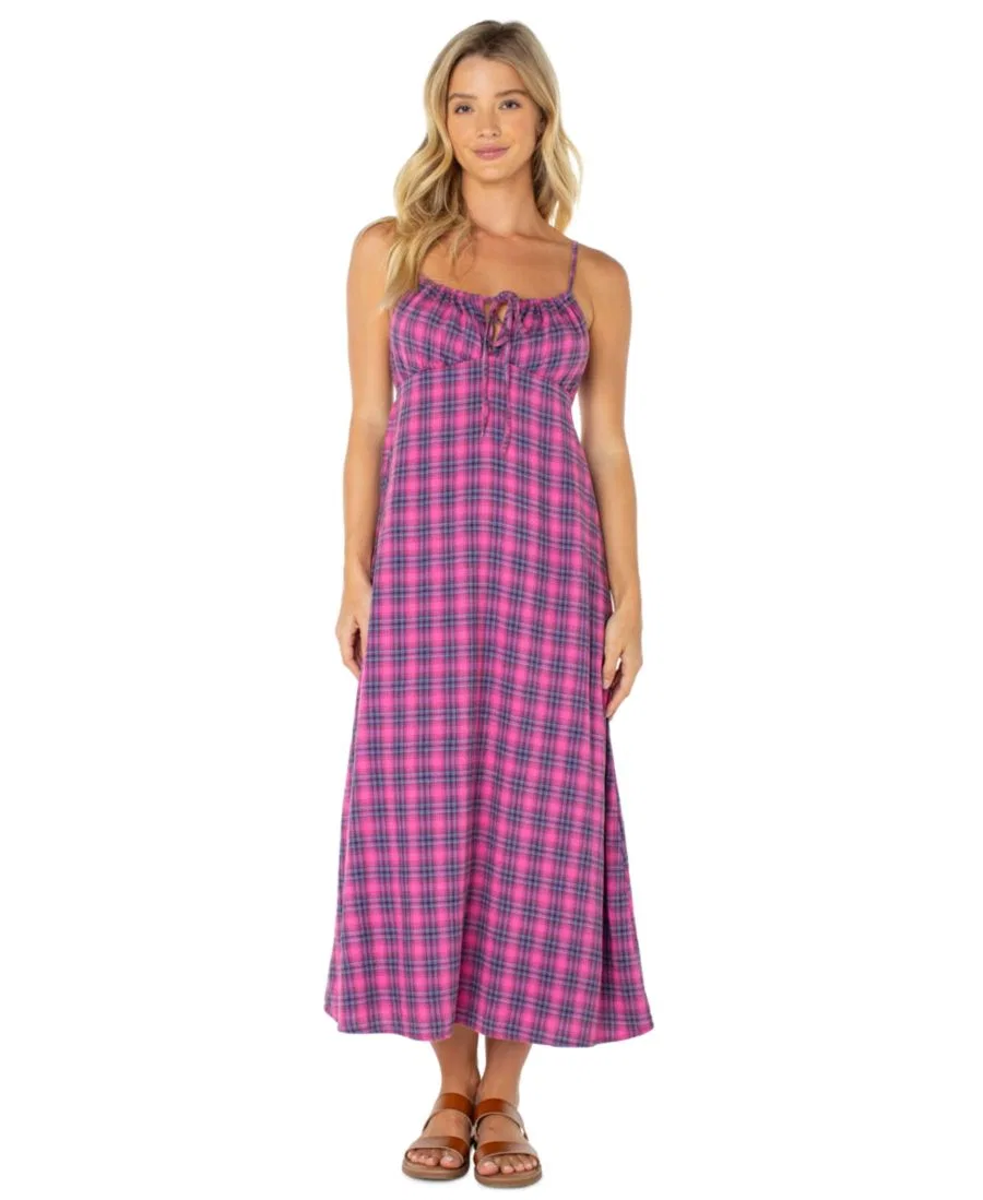 Платье-миди с принтом Late Night Plaid Roxy, Naval Academy Sunburst Plaid