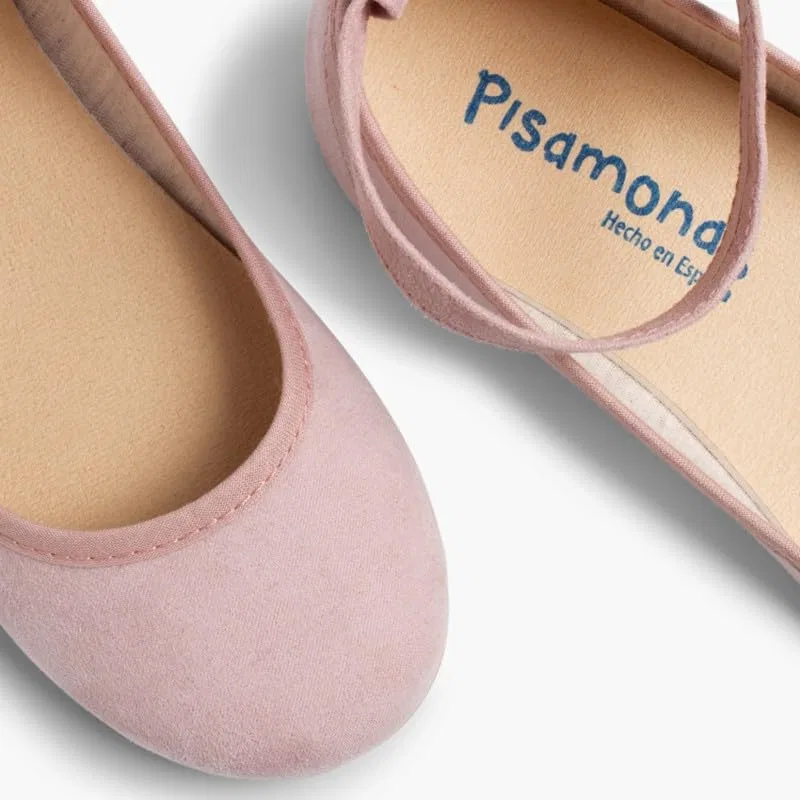 Детские балетки для девочек с атласными лентами Pisamonas, Pink — фото 2
