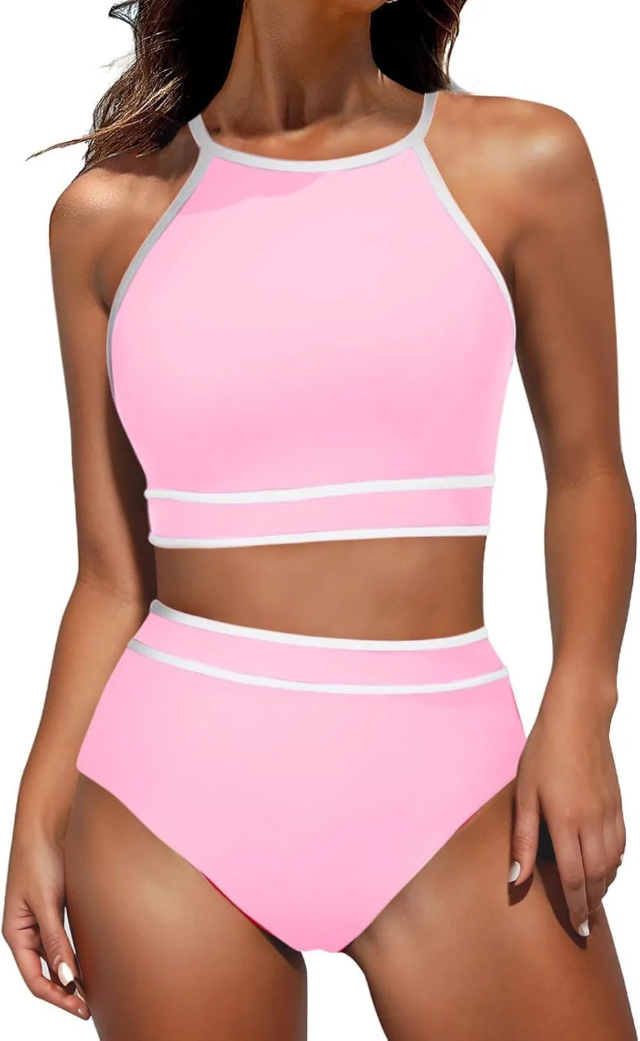 Женский двухкомпонентный купальник с завышенной талией Racerback, Pink