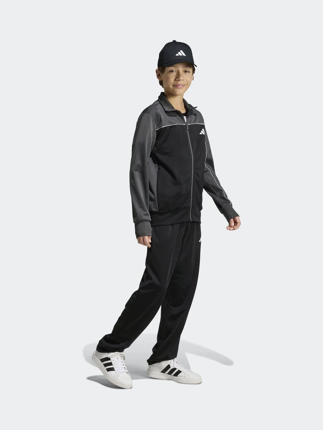 Спортивный костюм, трикотажный adidas, серый/черный — фото 3