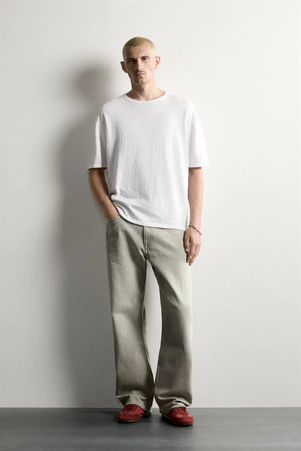 Футболка из текстурированного вяза ZARA, White