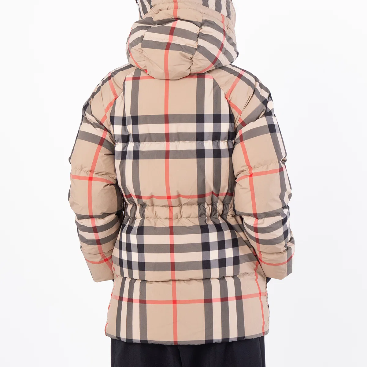 Пуховик с капюшоном Checked Hooded Puffer Jacket Burberry, Beige — фото 4