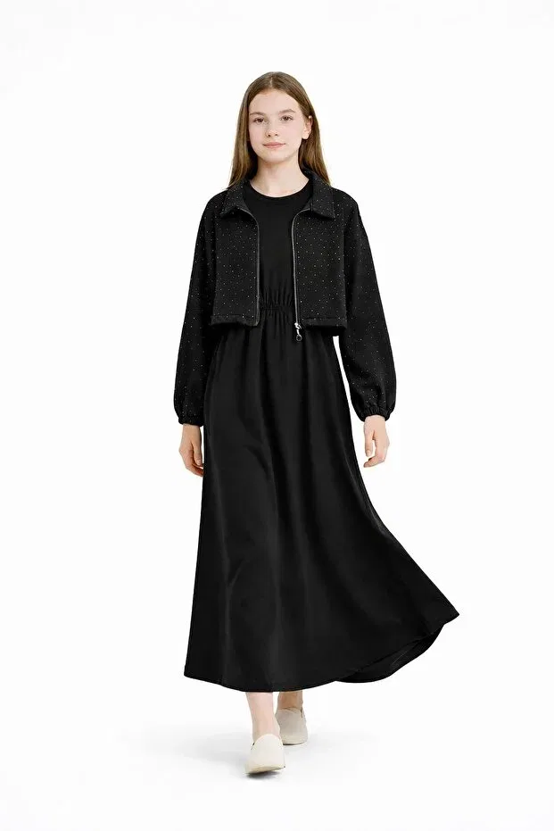 Детское платье для девочек с длинным рукавом Cansın Mini, Black