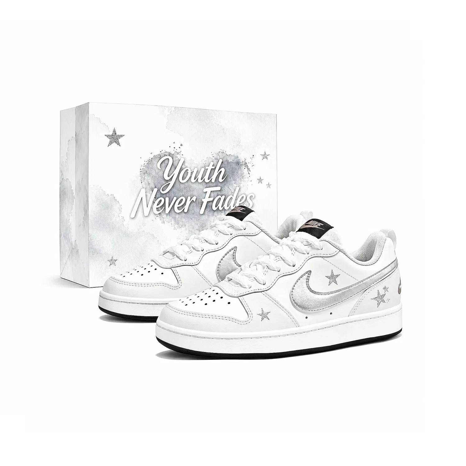 Детские кроссовки для скейтбординга с принтом Court Borough Kids Nike, Ecru